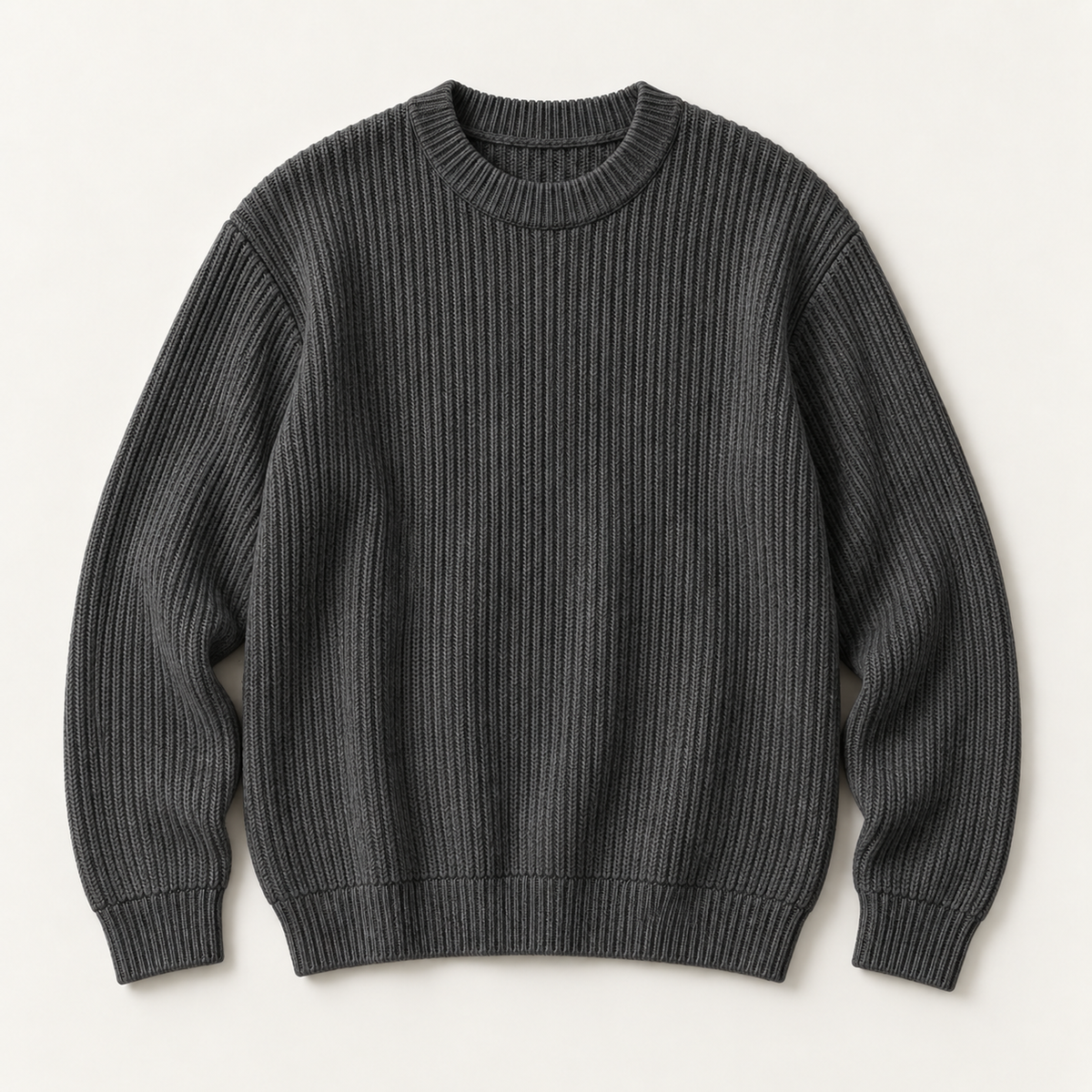 COMMON FORM Rib Crew Jumper in Charcoal