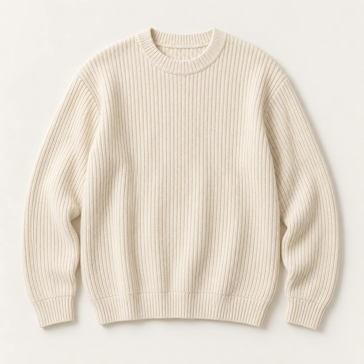 COMMON FORM Rib Crew Jumper in Cream