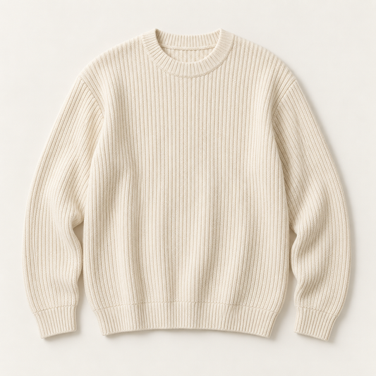 COMMON FORM Rib Crew Jumper in Cream