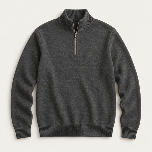 COMMON FORM Half Zip Jumper in Charcoal