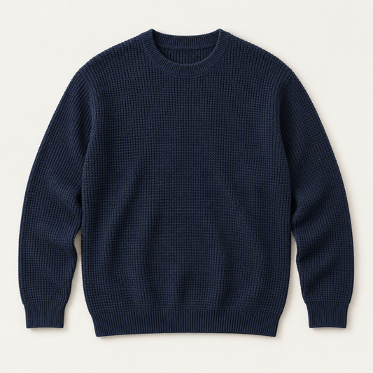 COMMON FORM Textured Crew Jumper in Navy