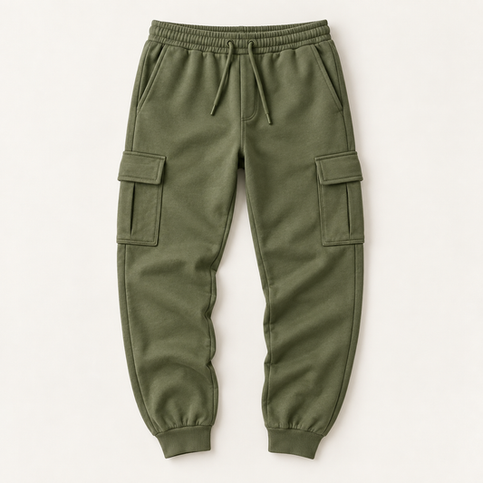 COMMON FORM Cargo Trackpants in Olive