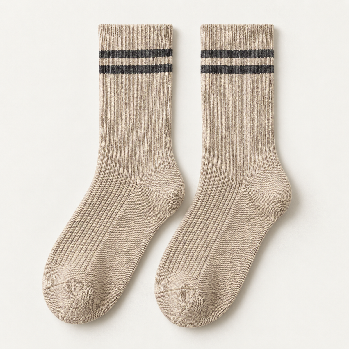 COMMON FORM Rib Sport Socks in Stone