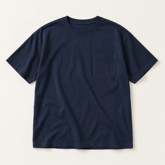 COMMON FORM Relaxed Pocket Tee in Navy