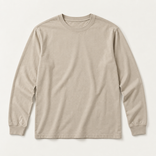 COMMON FORM Long Sleeve Tee in Stone